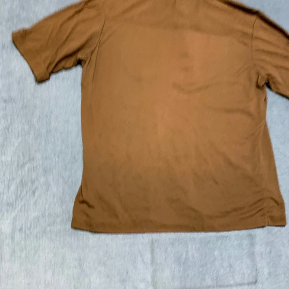 Scene III by Da Vinci Polo Shirt Mens Large Brown Chest Pockets Golf Performance